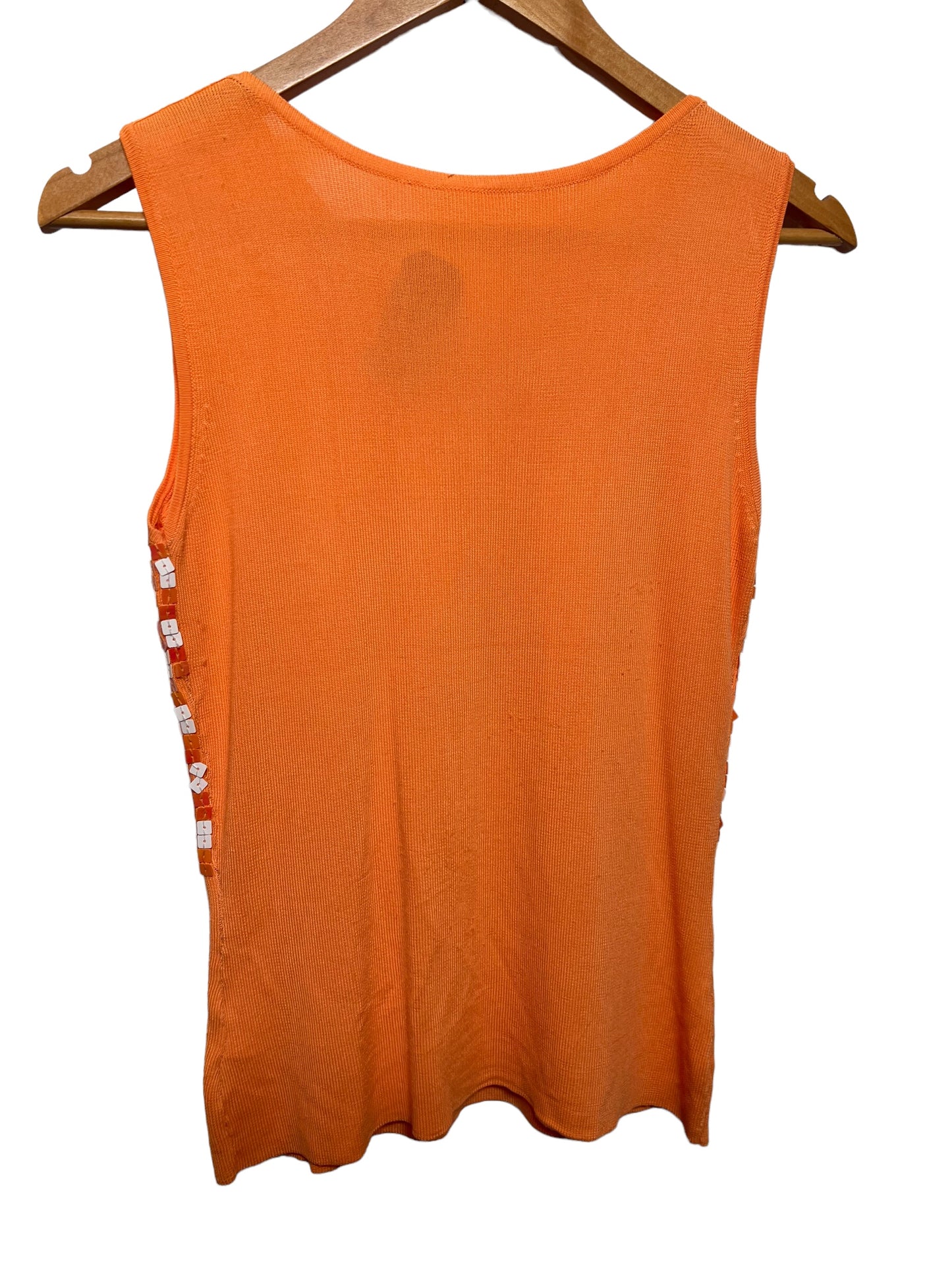 Women’s Orange White Armless Top (Size M)