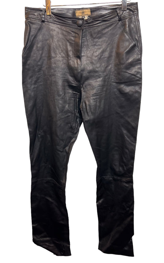 Faux Leather Black Trousers (Size W32)