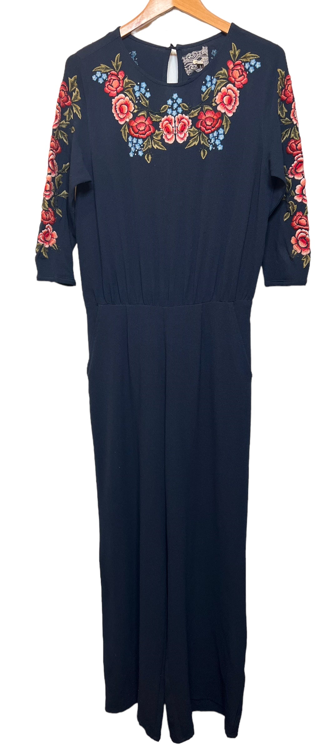 Women’s Navy Blue Floral Jumpsuit (Size L)