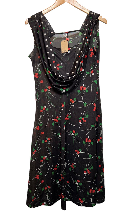 Women’s Flower Patterned Black Dress (Size L)