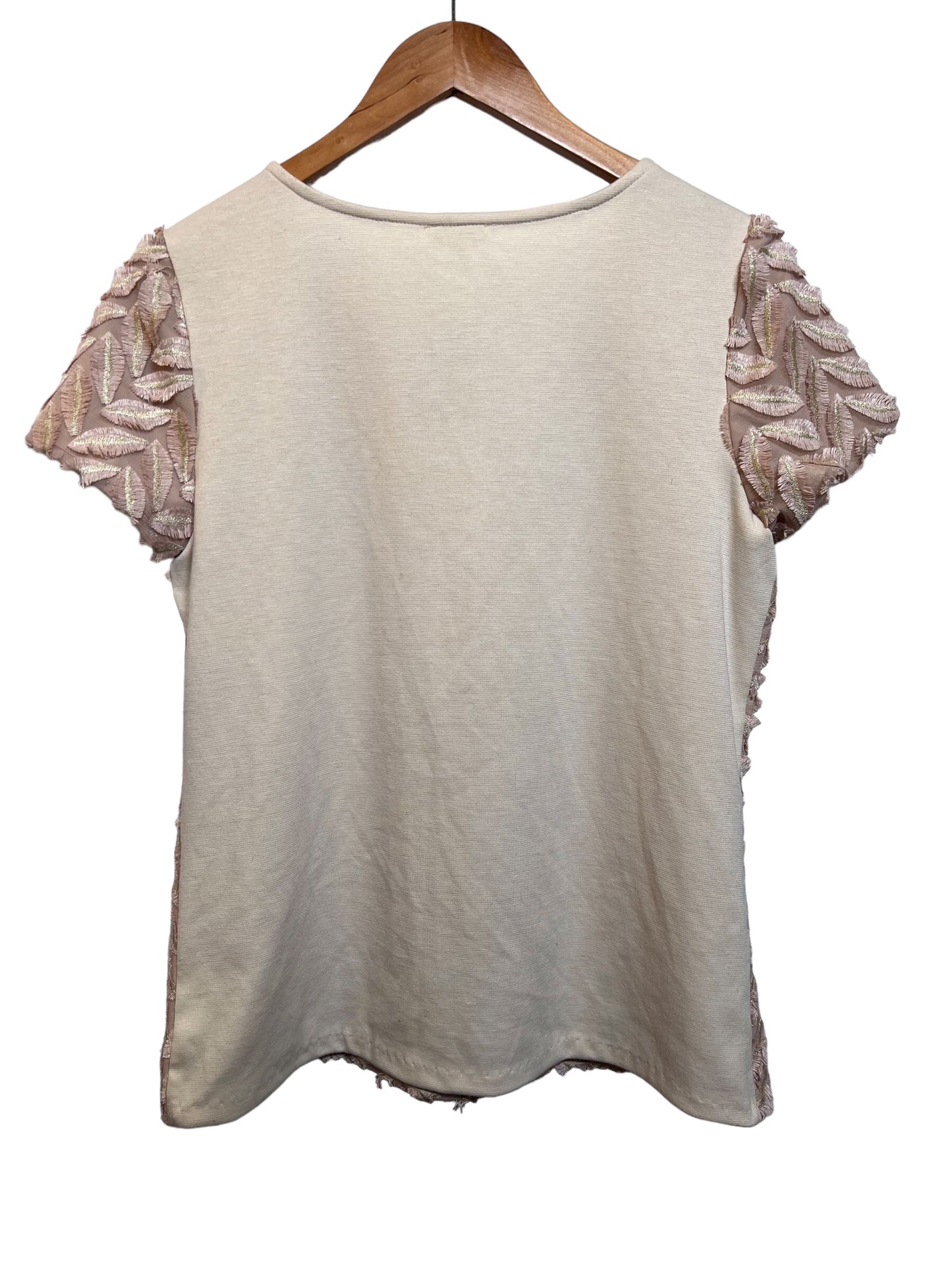 Weston Woman's Feather Patterned Pink Top (Size L)