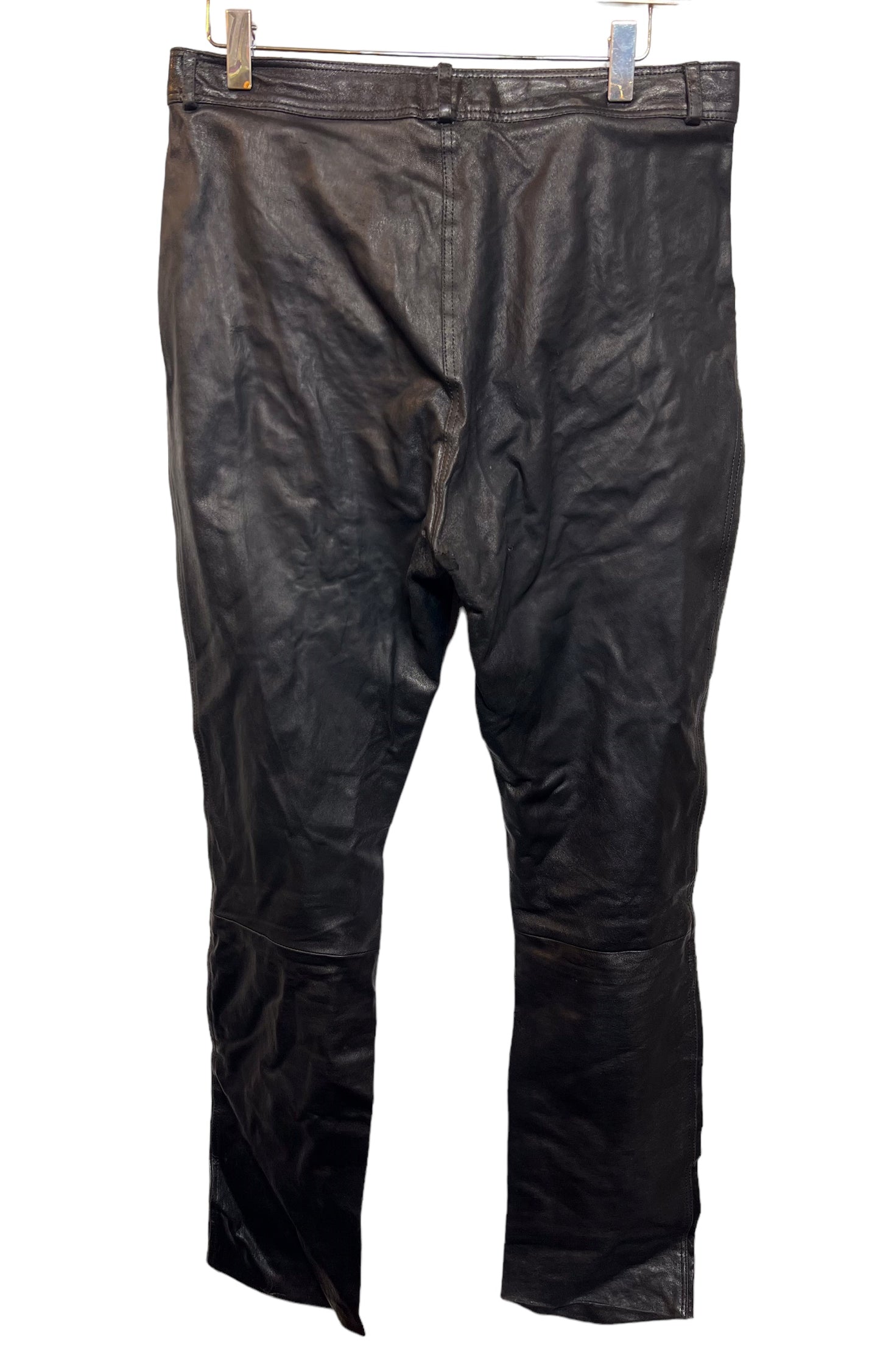 Faux Leather Black Trousers (Size W32)