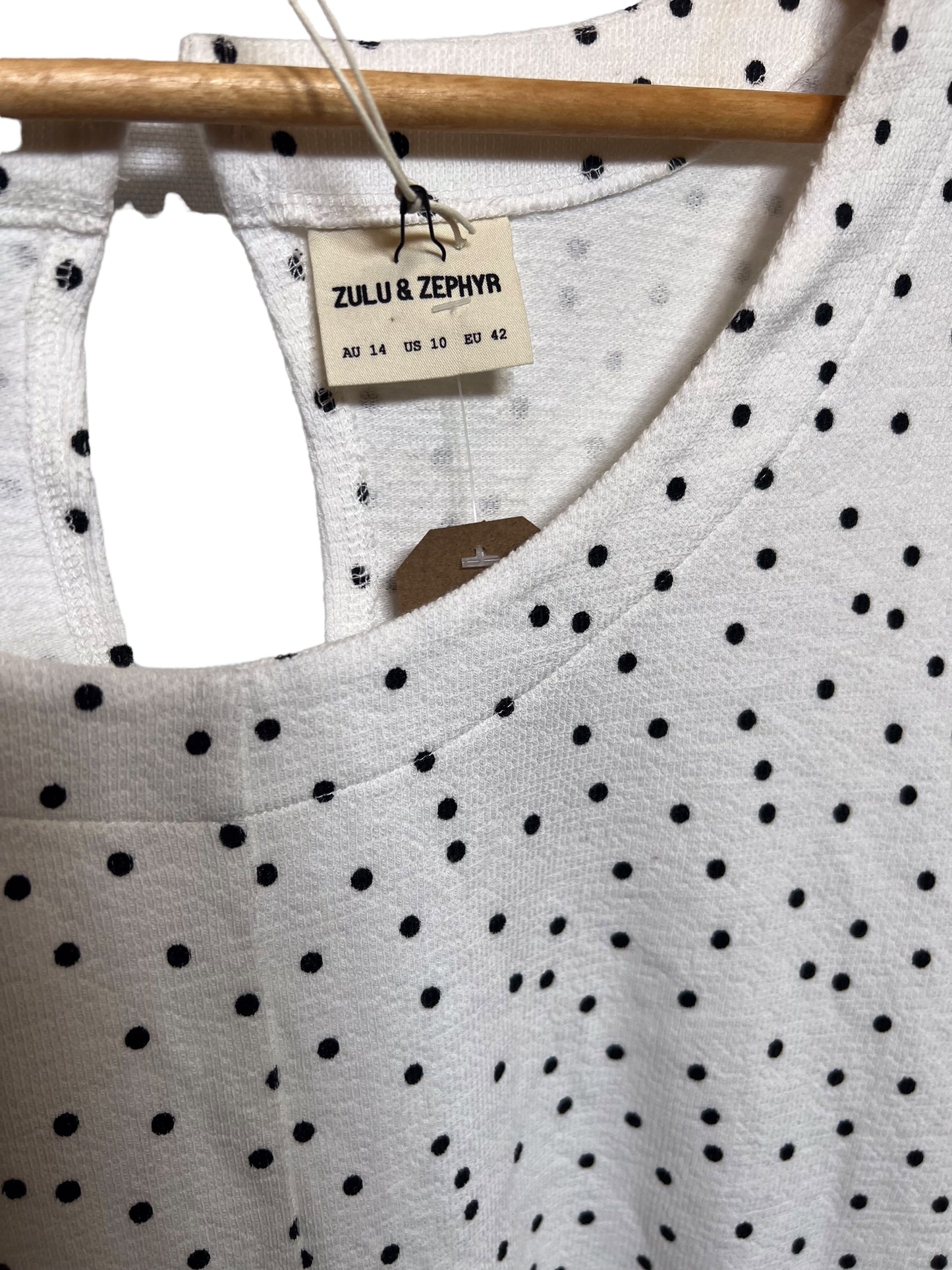 Zulu and Zephyr White Polka Dot Cardigan (Size XL)