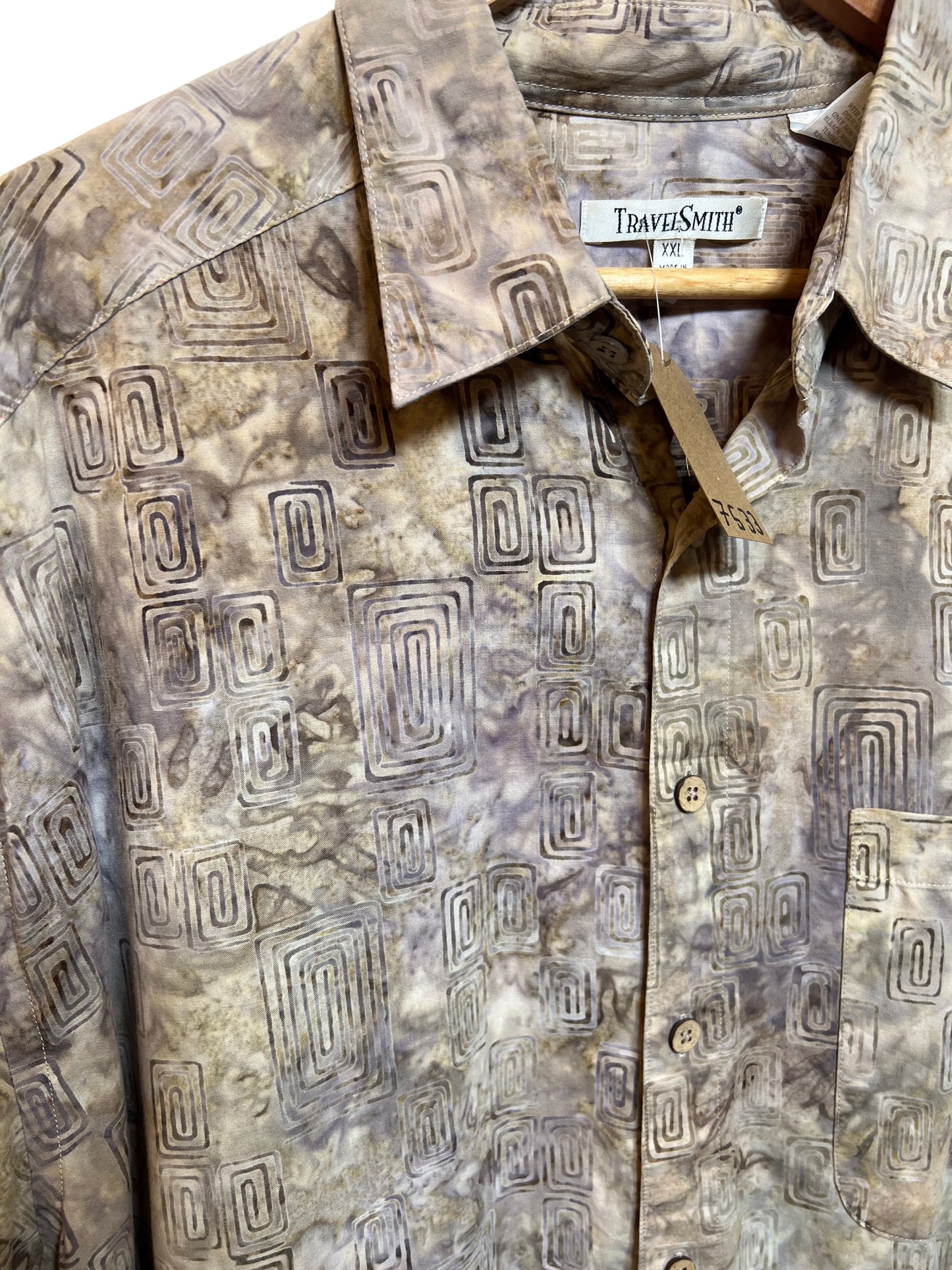 Travel Smith Khaki Patterned Shirt (Size M)