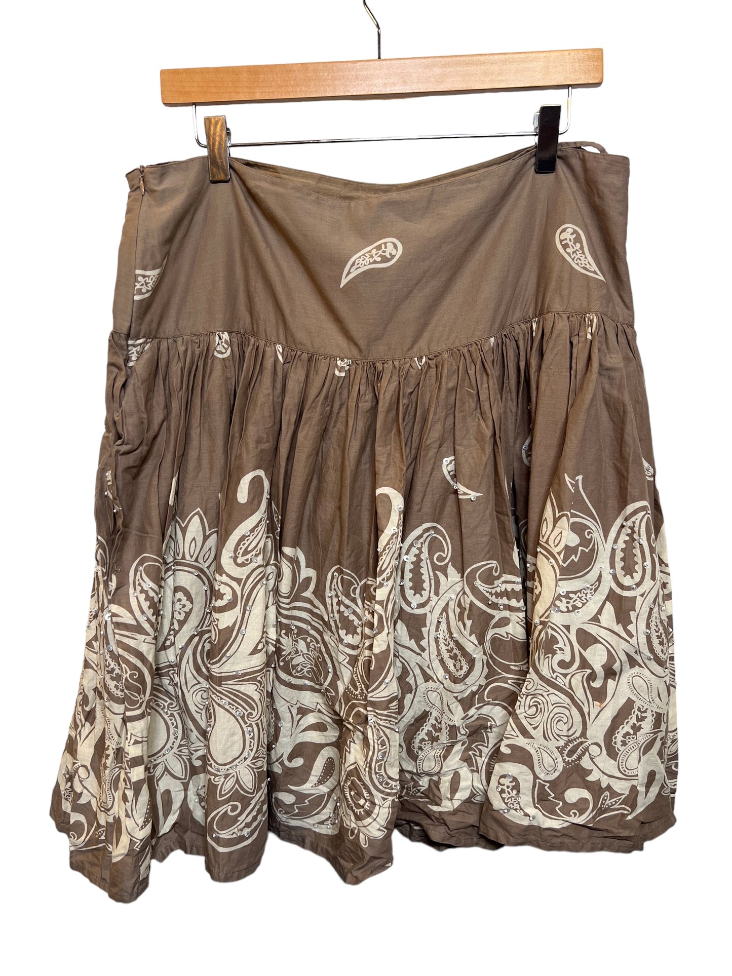 Khaki Pleated Skirt (Size XL)