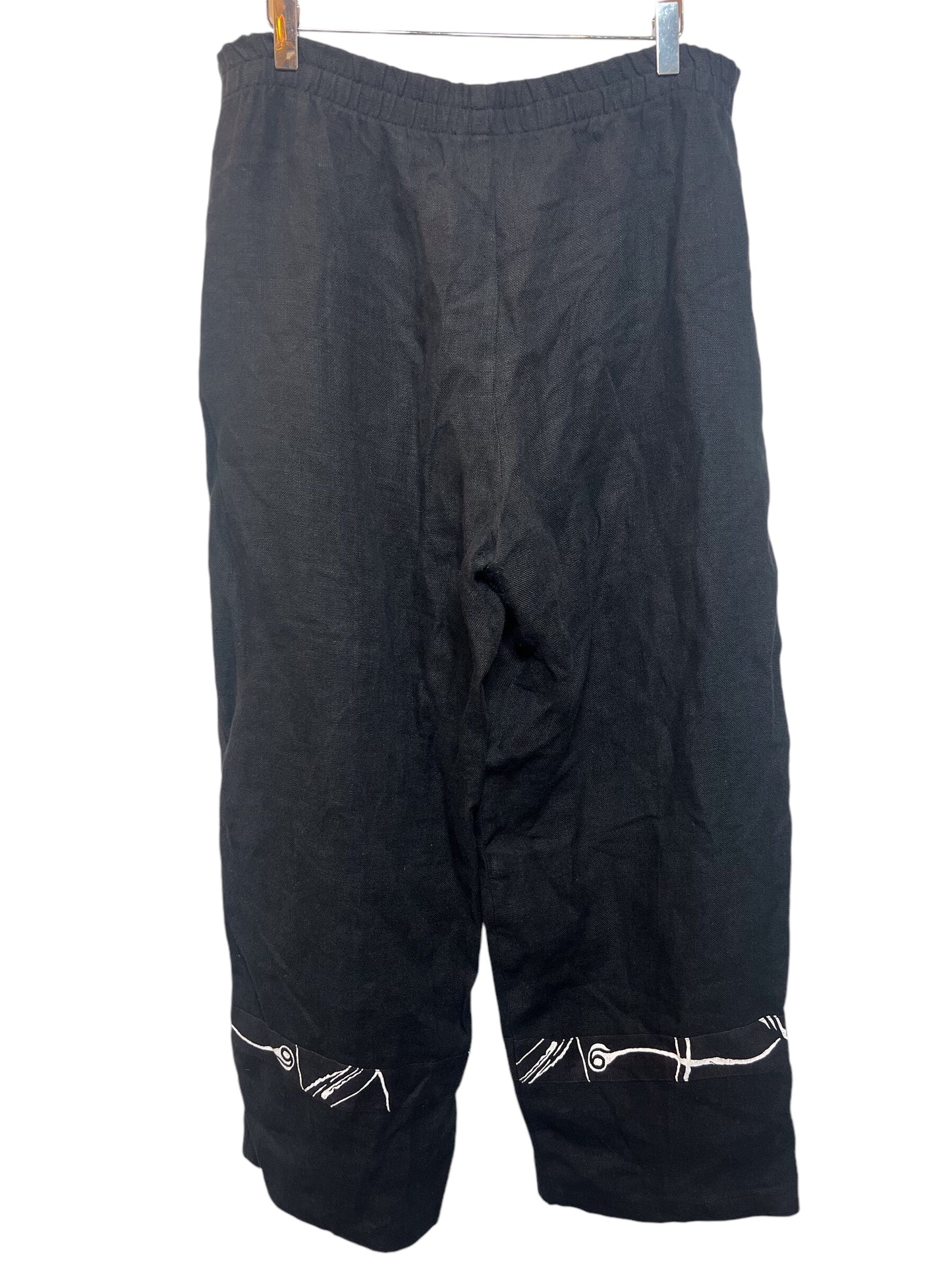 Women's Black Linen Trousers (W36)