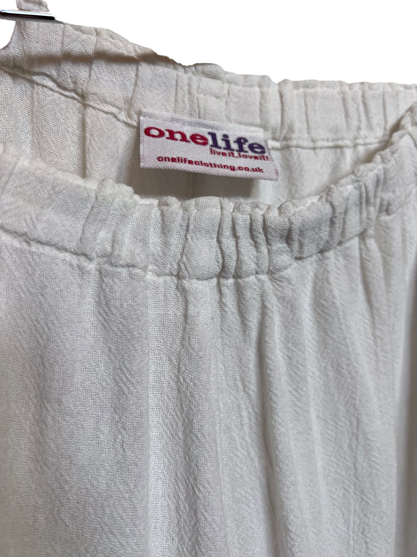 Women’s White Elasticated Waist Harem Pants (Size XL)