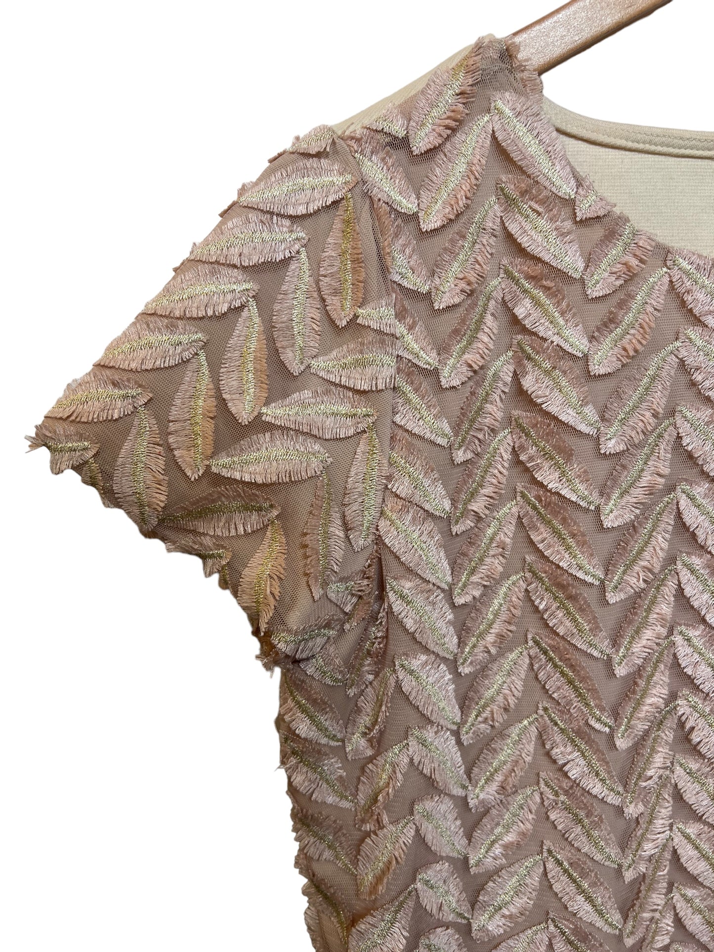 Weston Woman's Feather Patterned Pink Top (Size L)
