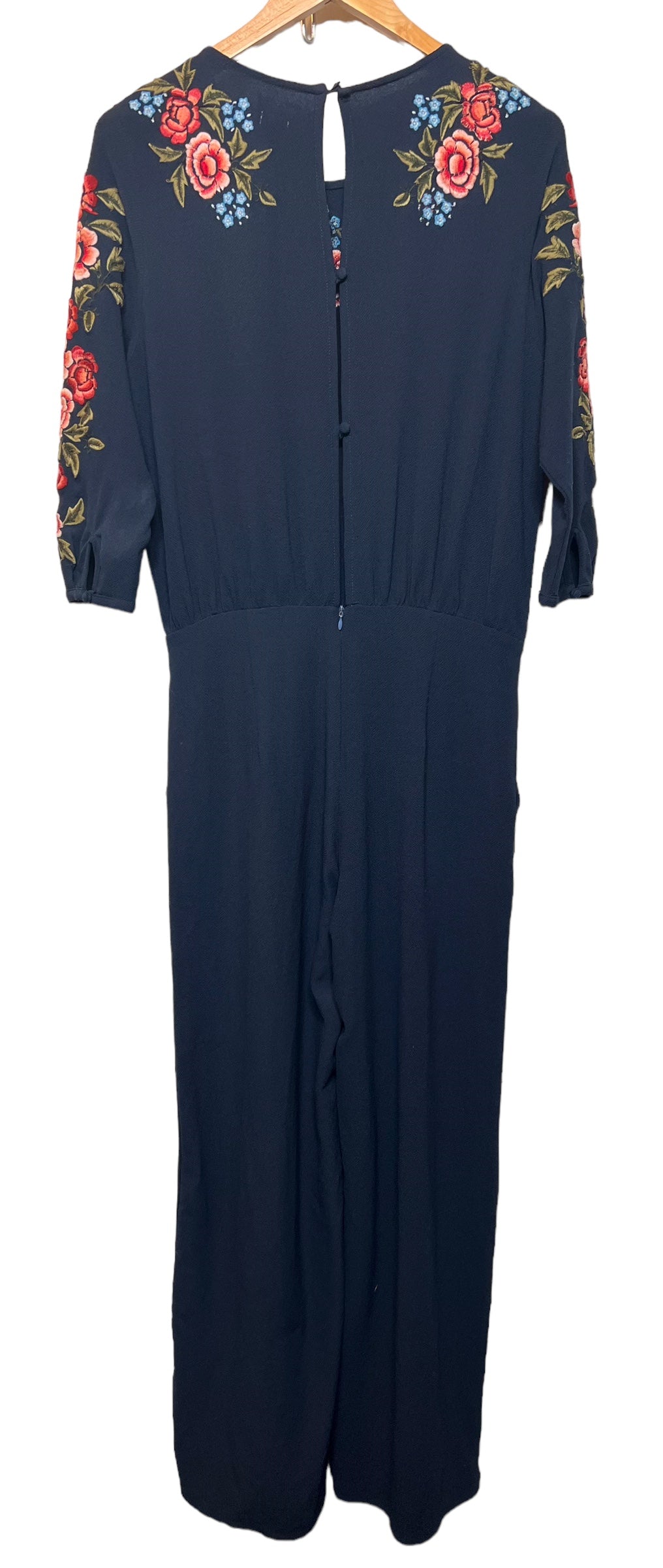 Women’s Navy Blue Floral Jumpsuit (Size L)