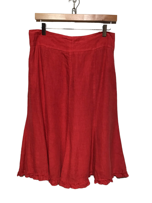 Red Linen Skirt (Size L)