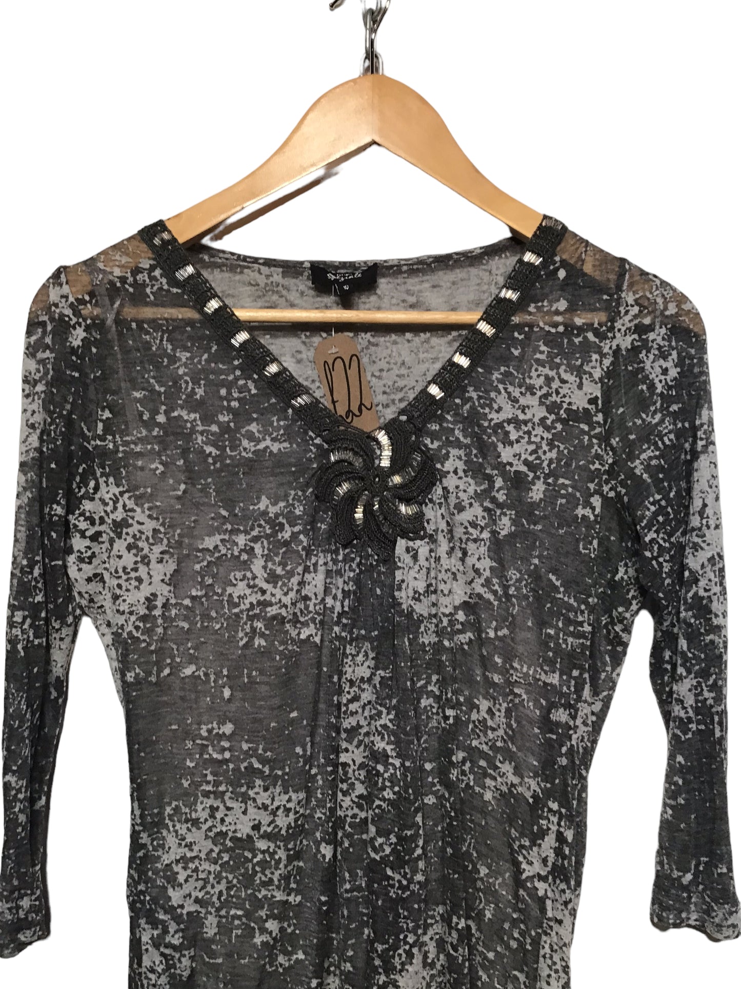 Grey Patterned Top (Size M)