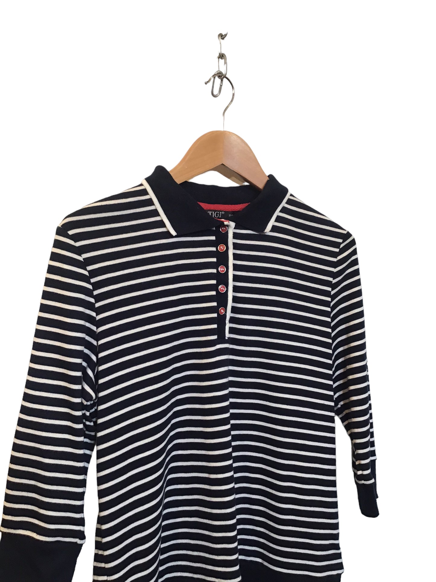 Tigi Cropped Sleeved Pinstriped Top (Size M)