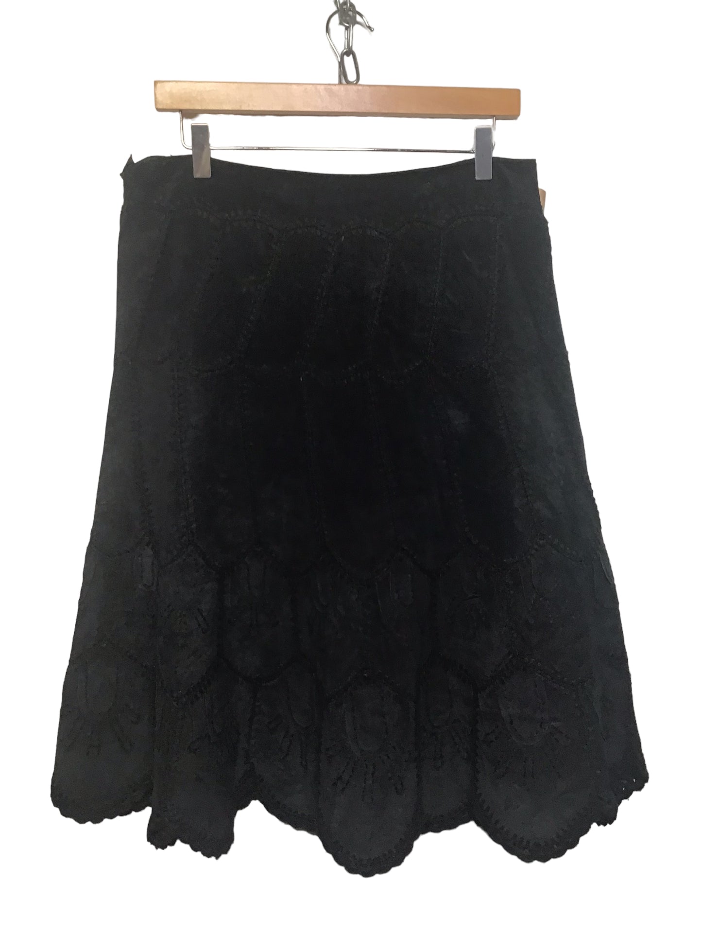 Chine Collection Leather and Suede Skirt (Size L)