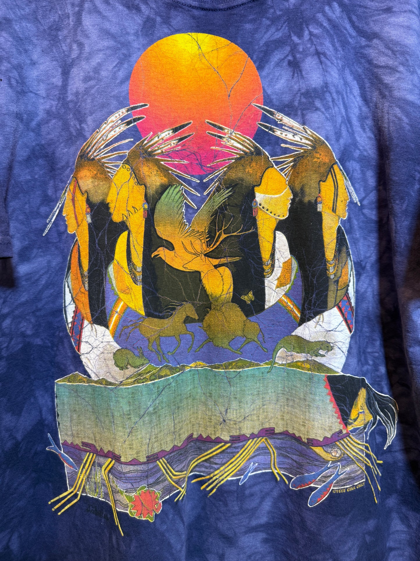 The Mountain Mens Blue Tie Dye T Shirt (Size XL)