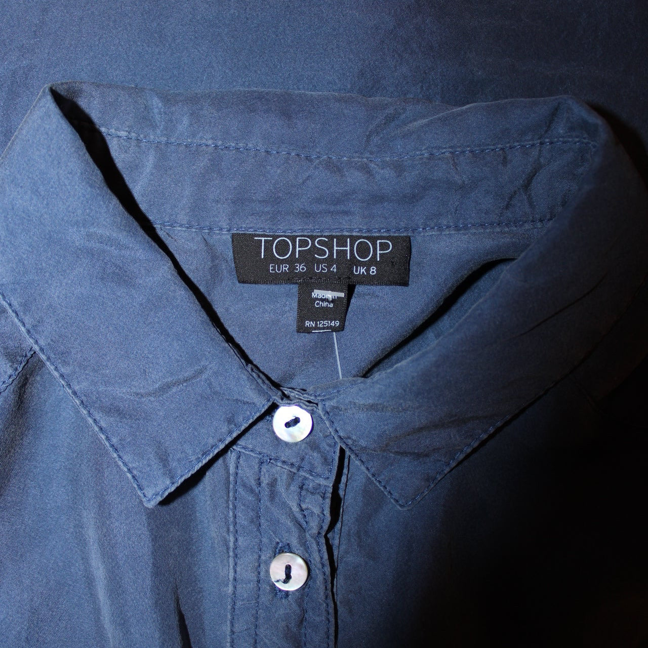 Topshop Silk Long Sleeve Shirt ( Size S )