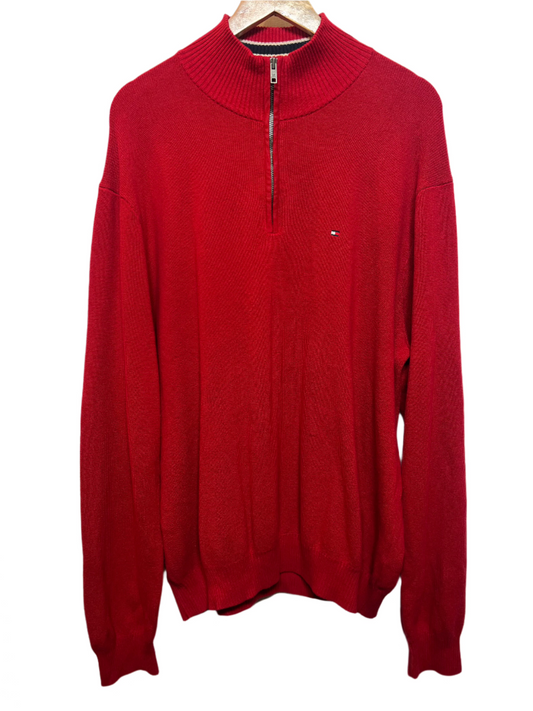 Tommy Hilfiger Mens Red Quarter Zip (Size XL)