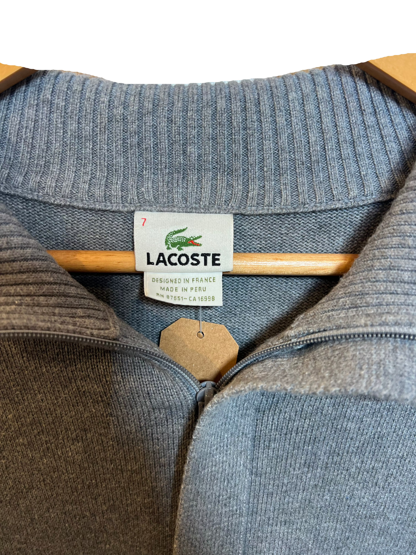 Lacoste Grey Quarter Zip (Size L)