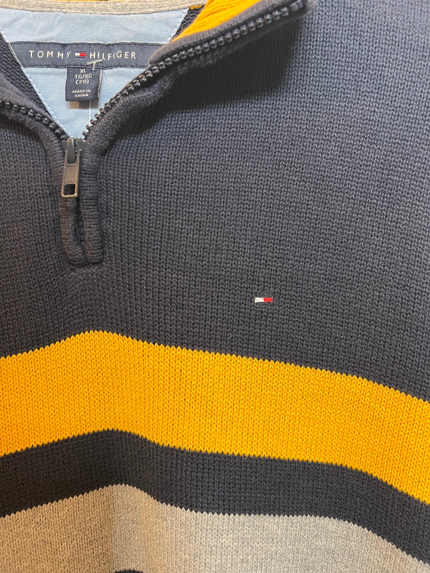 Tommy Hilfiger Striped Quarter Zip (Size XL)