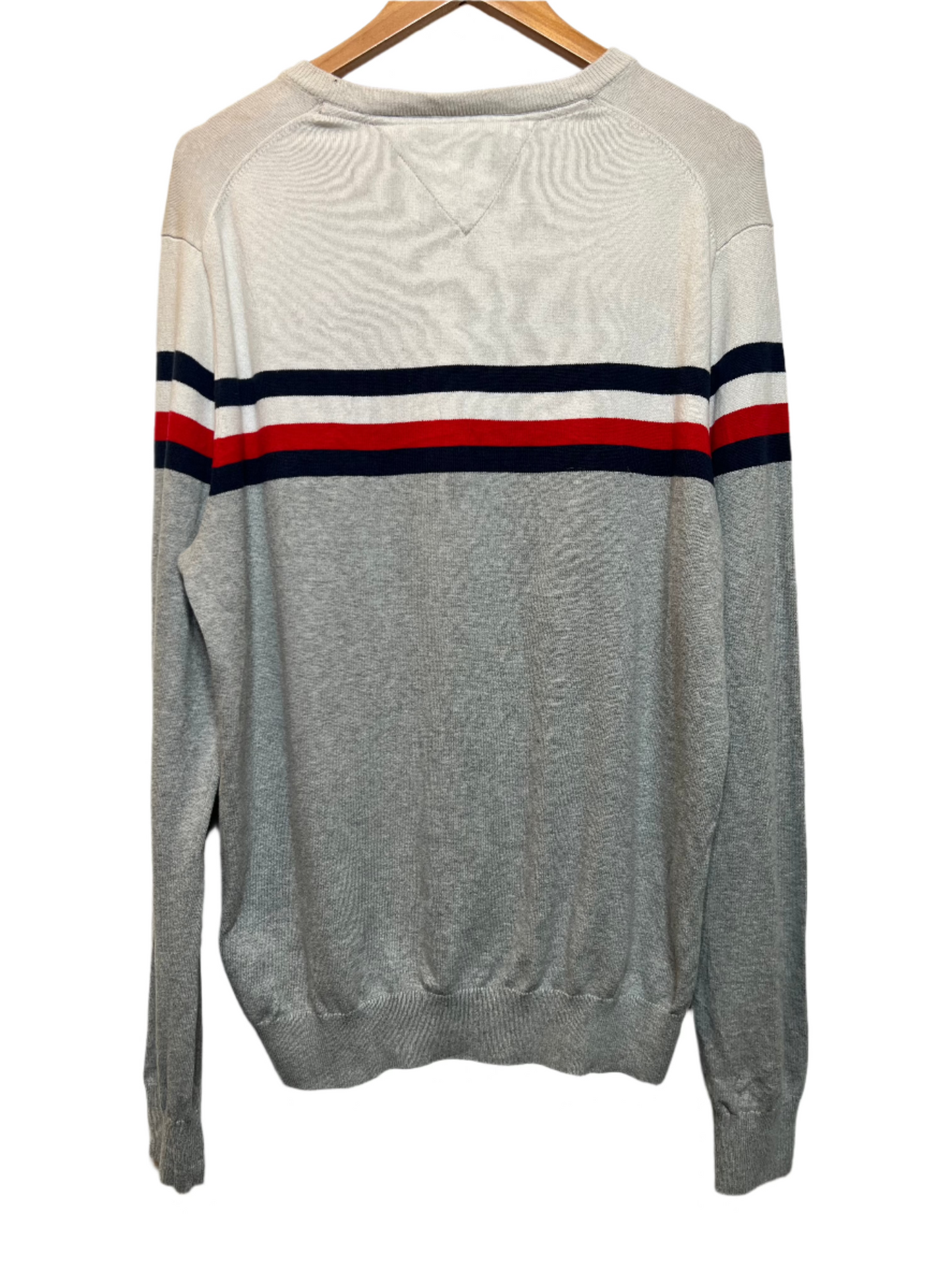 Tommy Hilfiger White Grey Striped Sweater (Size L)