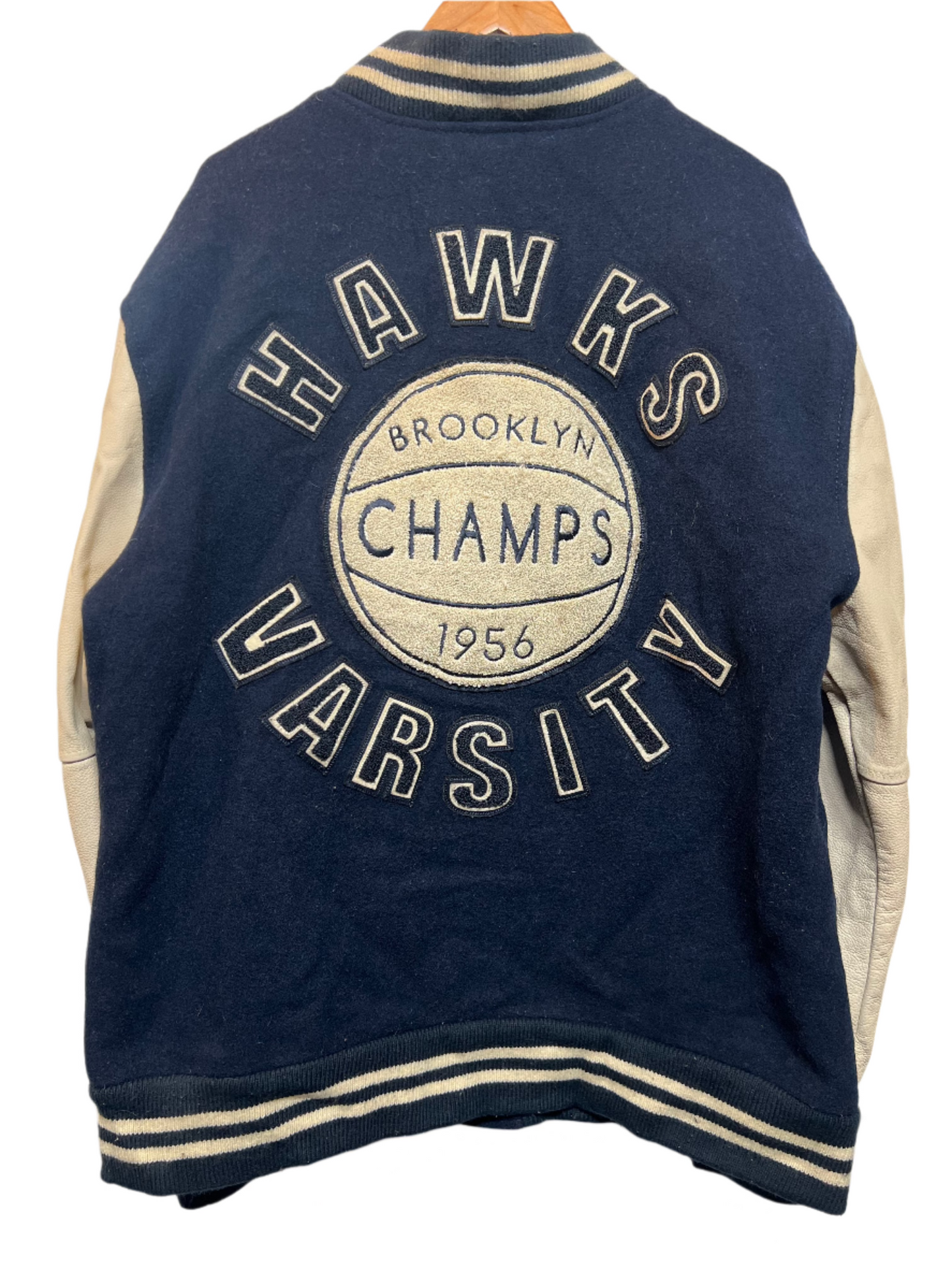 True Religion Navy White Varsity Jacket (Size XL)