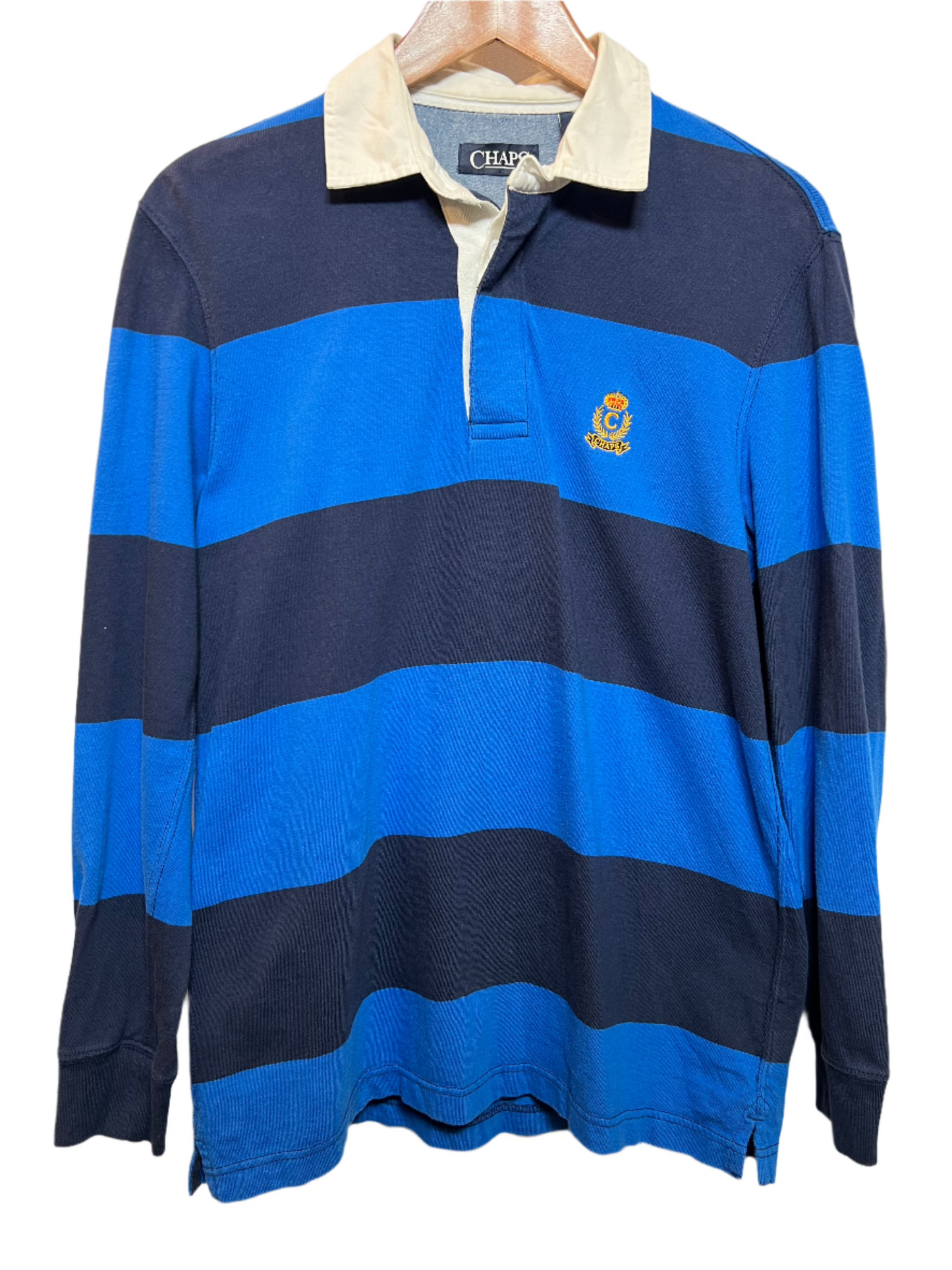 Chaps Mens Blue Striped Rugby Polo (Size S)