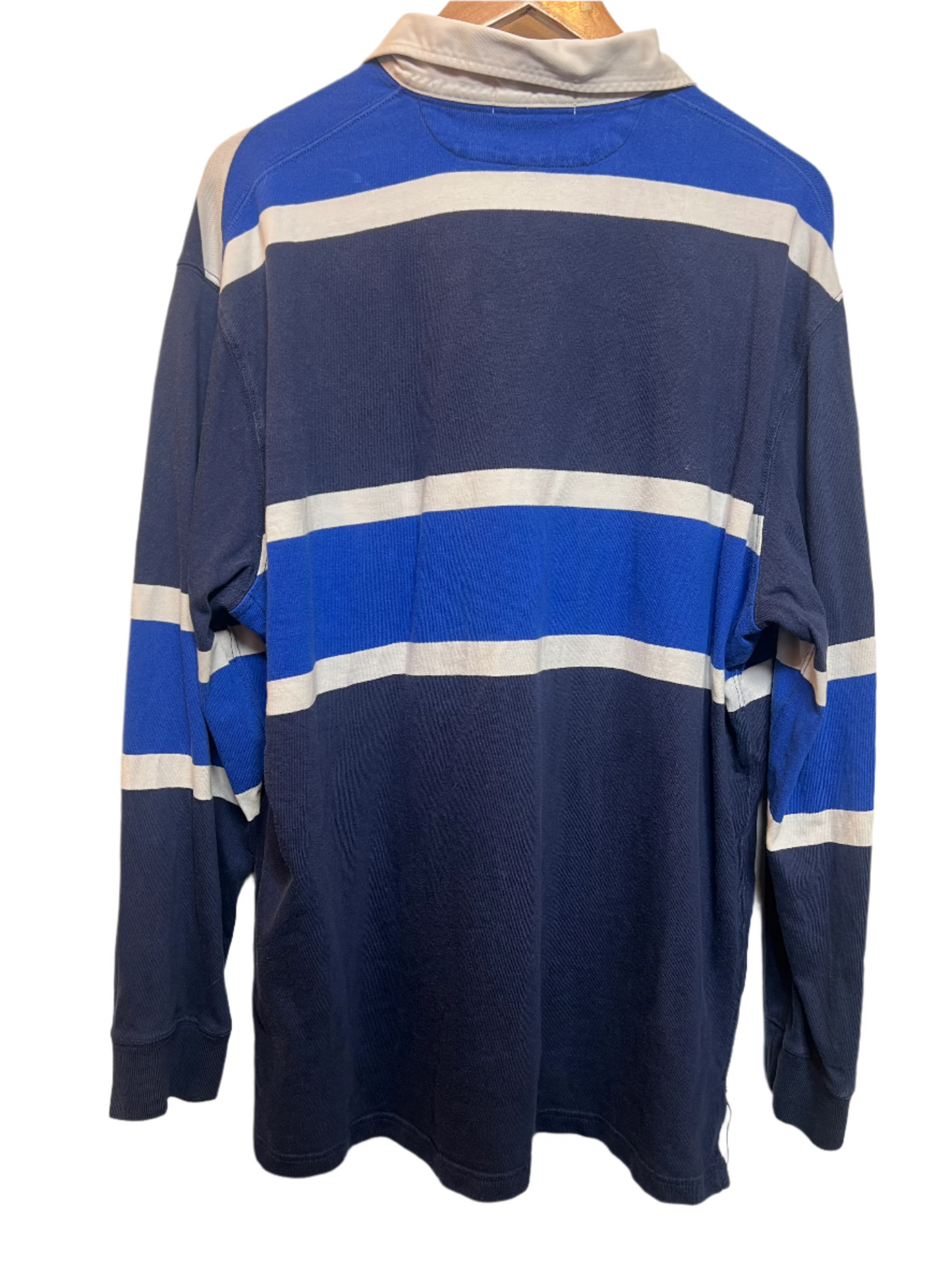 Polo Ralph Lauren Mens Navy Striped Rugby Polo (Size XL)