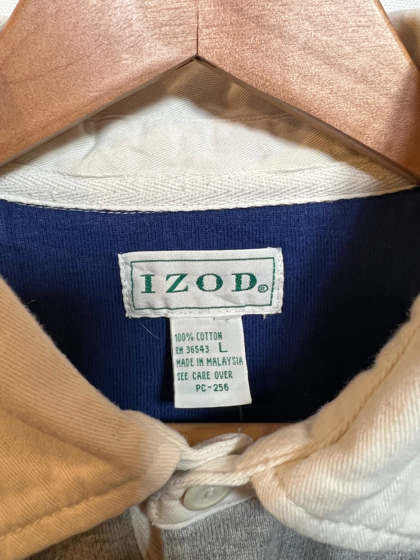 IZOD Mens Grey Rugby Polo (Size L)