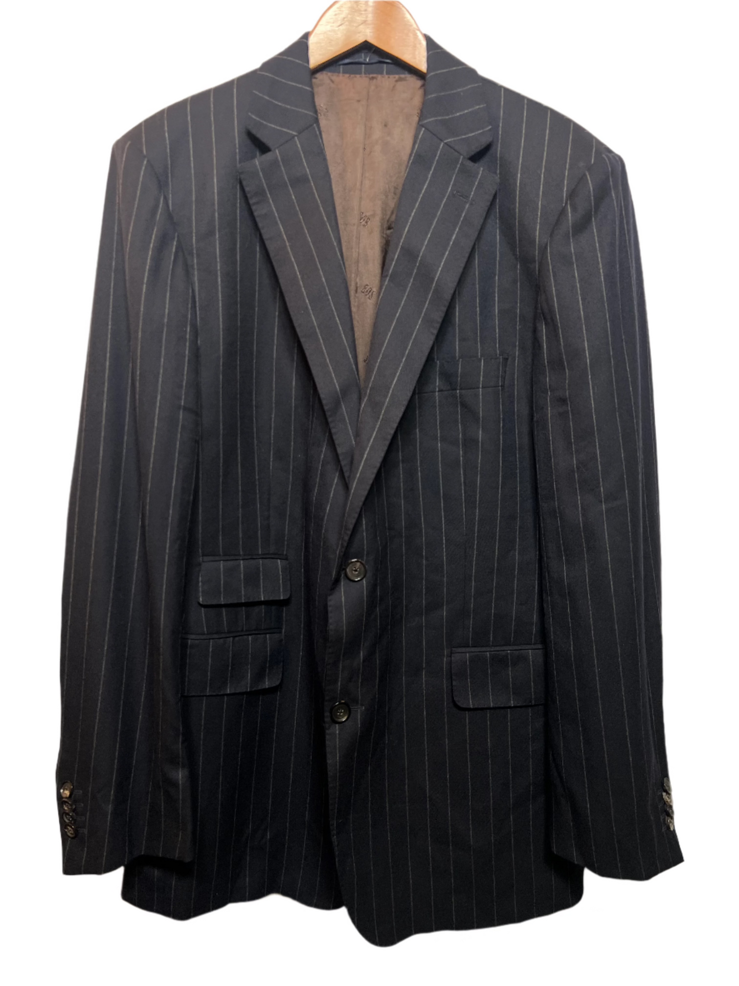 SOR Mens Black Pinstripe Blazer (Size L)