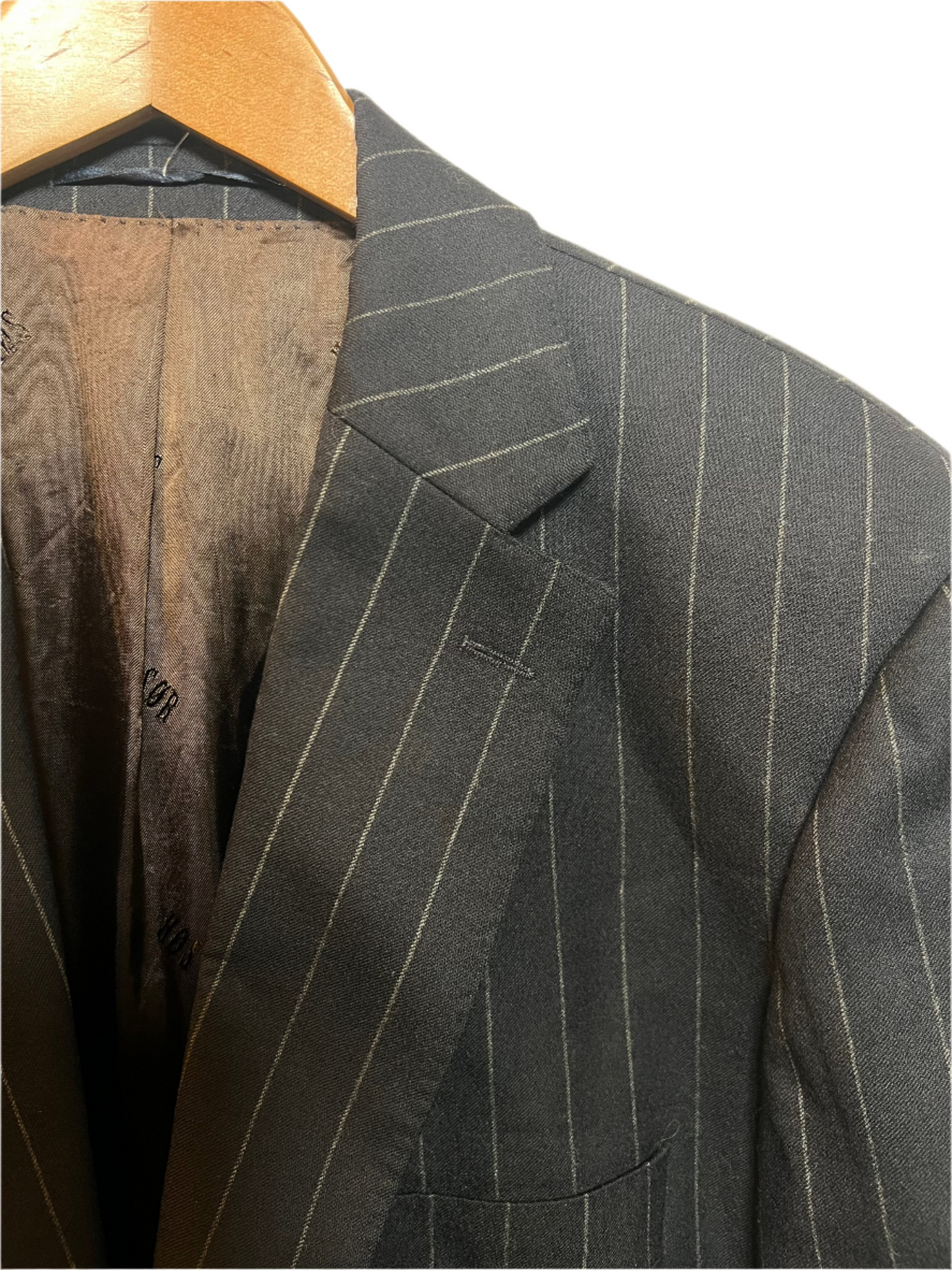 SOR Mens Black Pinstripe Blazer (Size L)