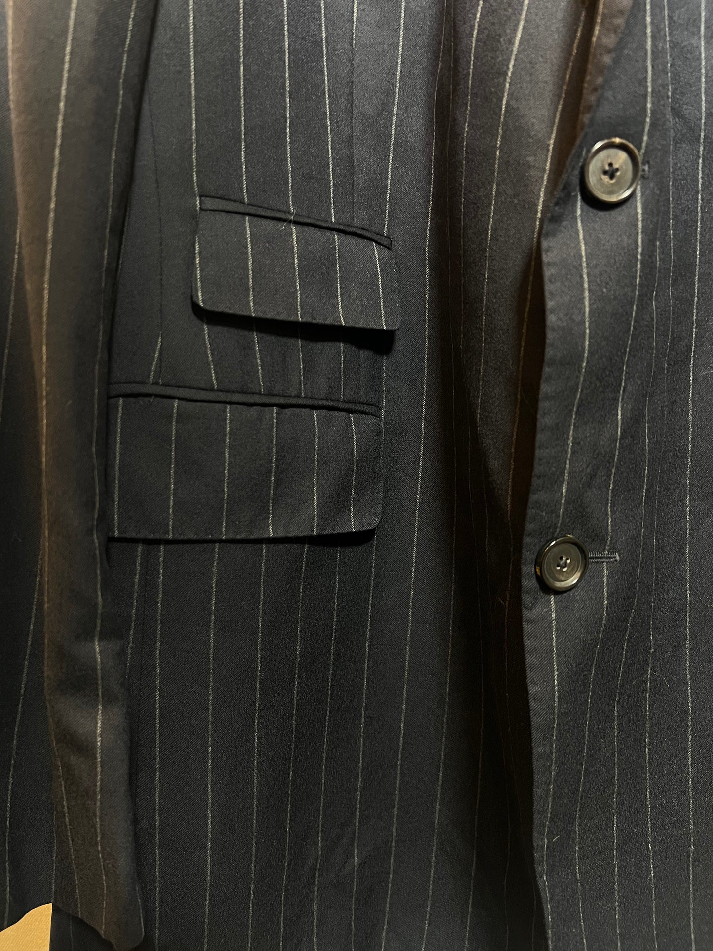SOR Mens Black Pinstripe Blazer (Size L)
