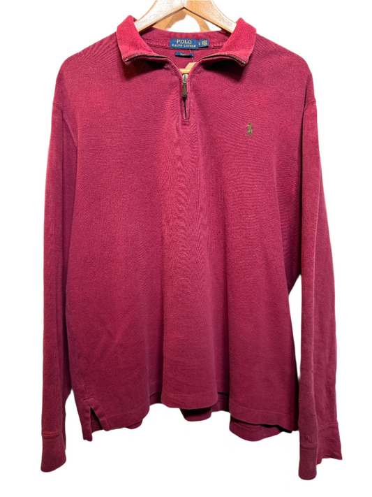 Ralph Lauren Mens Burgundy Quarter Zip (Size L)