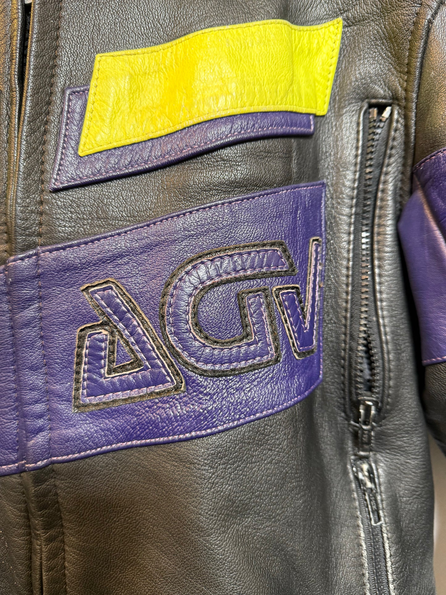 AGV Sport Mens Black Leather Biker Jacket (Size M)