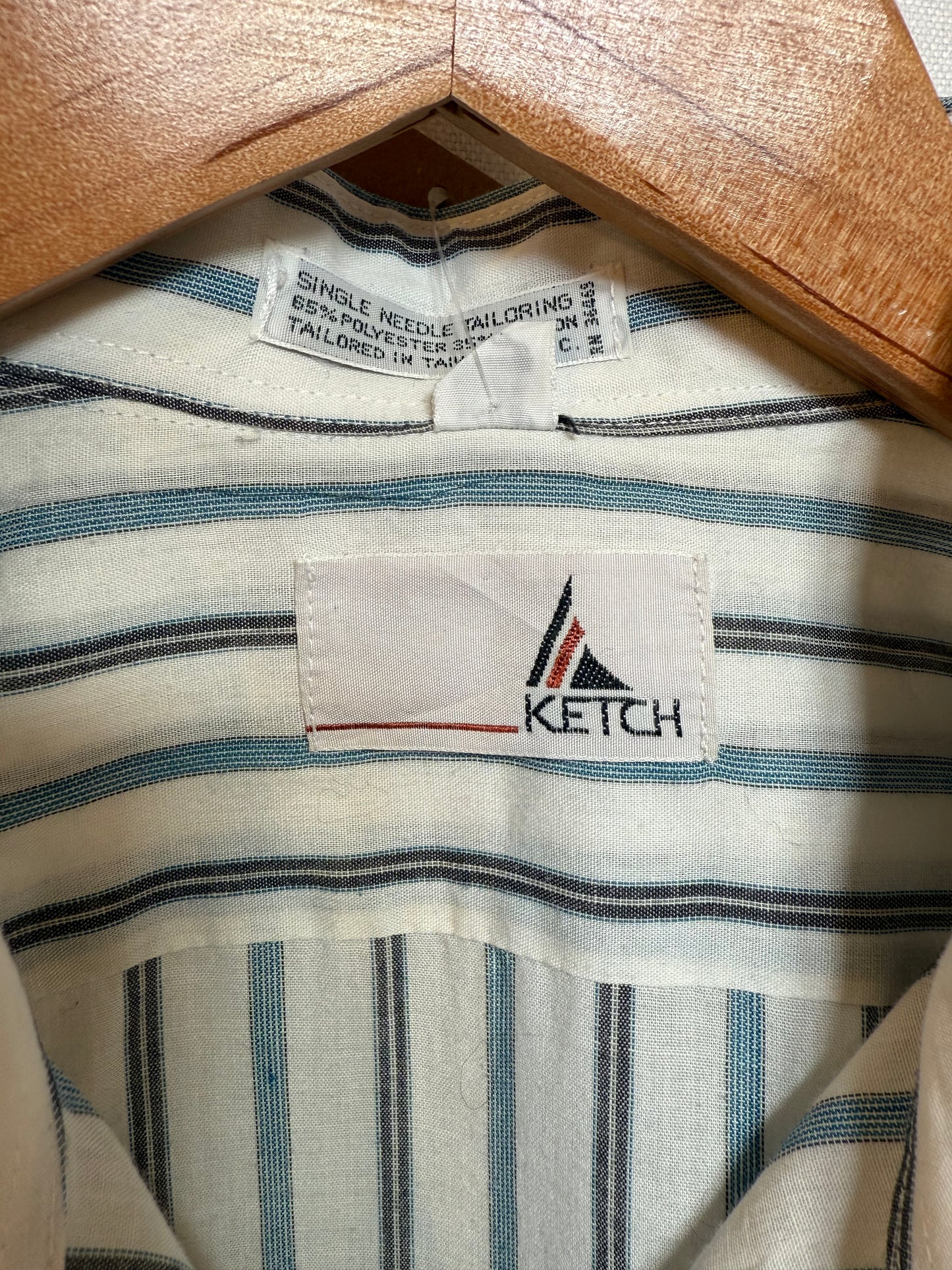 Ketch Mens Striped White Shirt (Size XL)