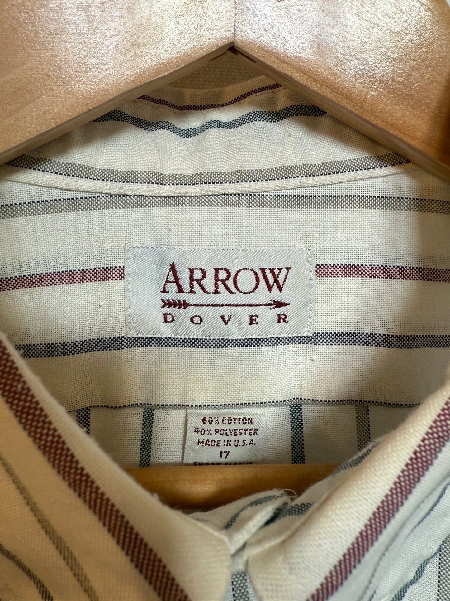 Arrow Dover Mens White Striped Shirt (Size XL)