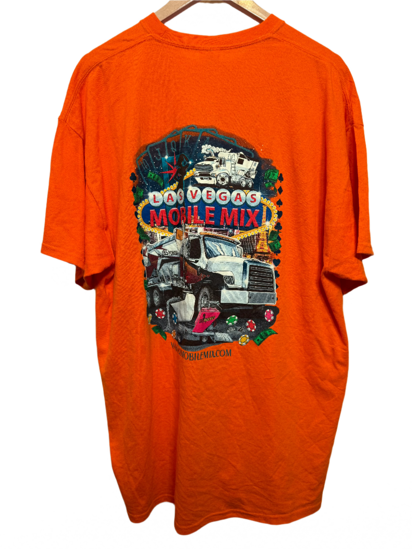Las Vegas Mobile Mix Mens Orange T Shirt (Size XXL)