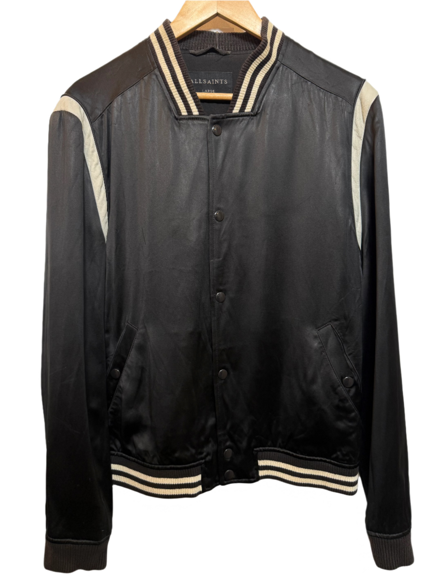 AllSaints Mens Black Varsity Jacket (Size L)
