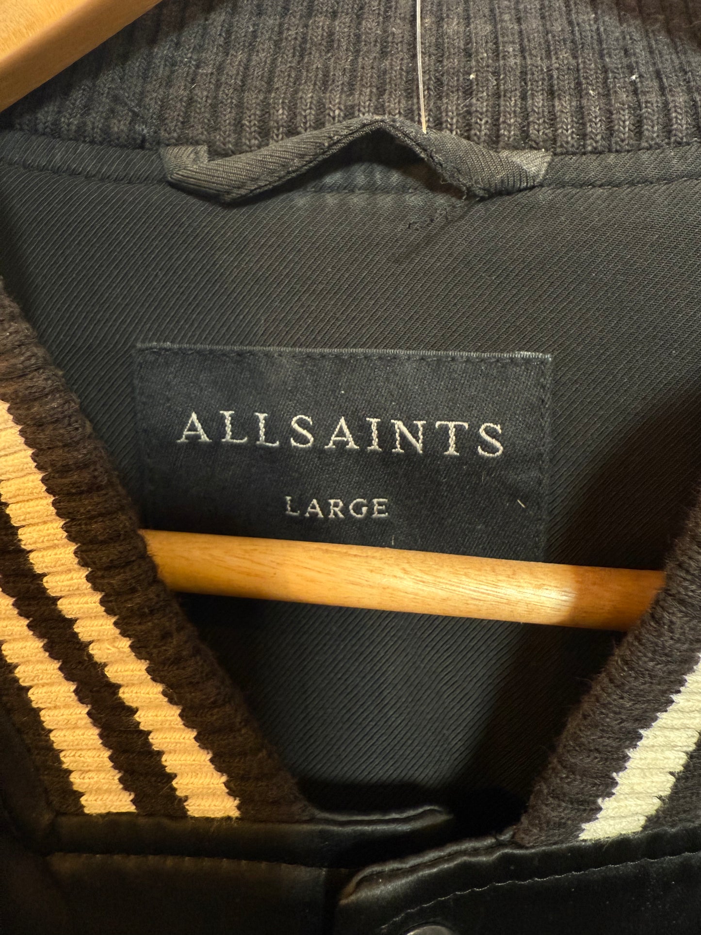 AllSaints Mens Black Varsity Jacket (Size L)