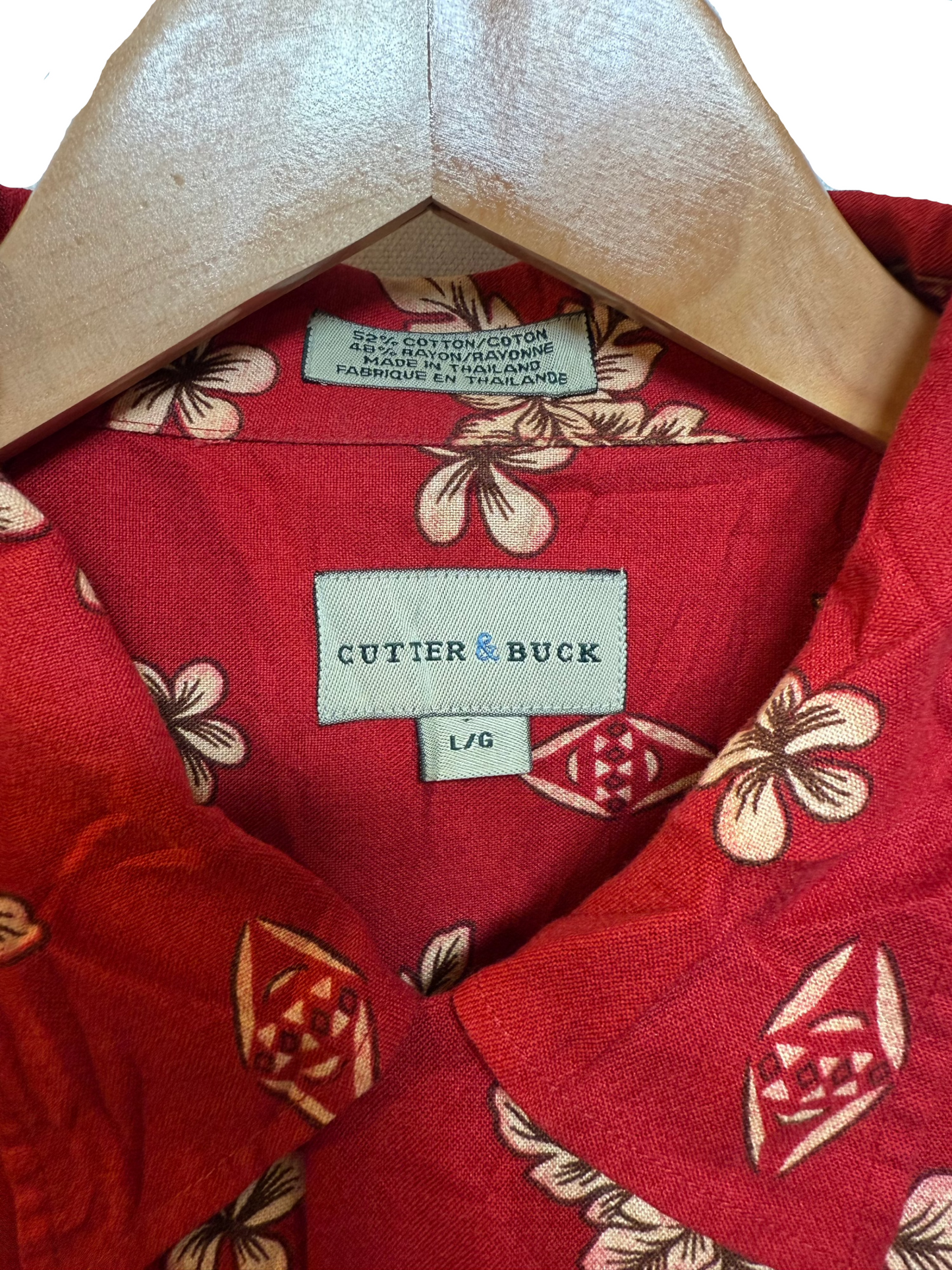 Cutter & Buck Mens Red Hawaiian Shirt (Size L)