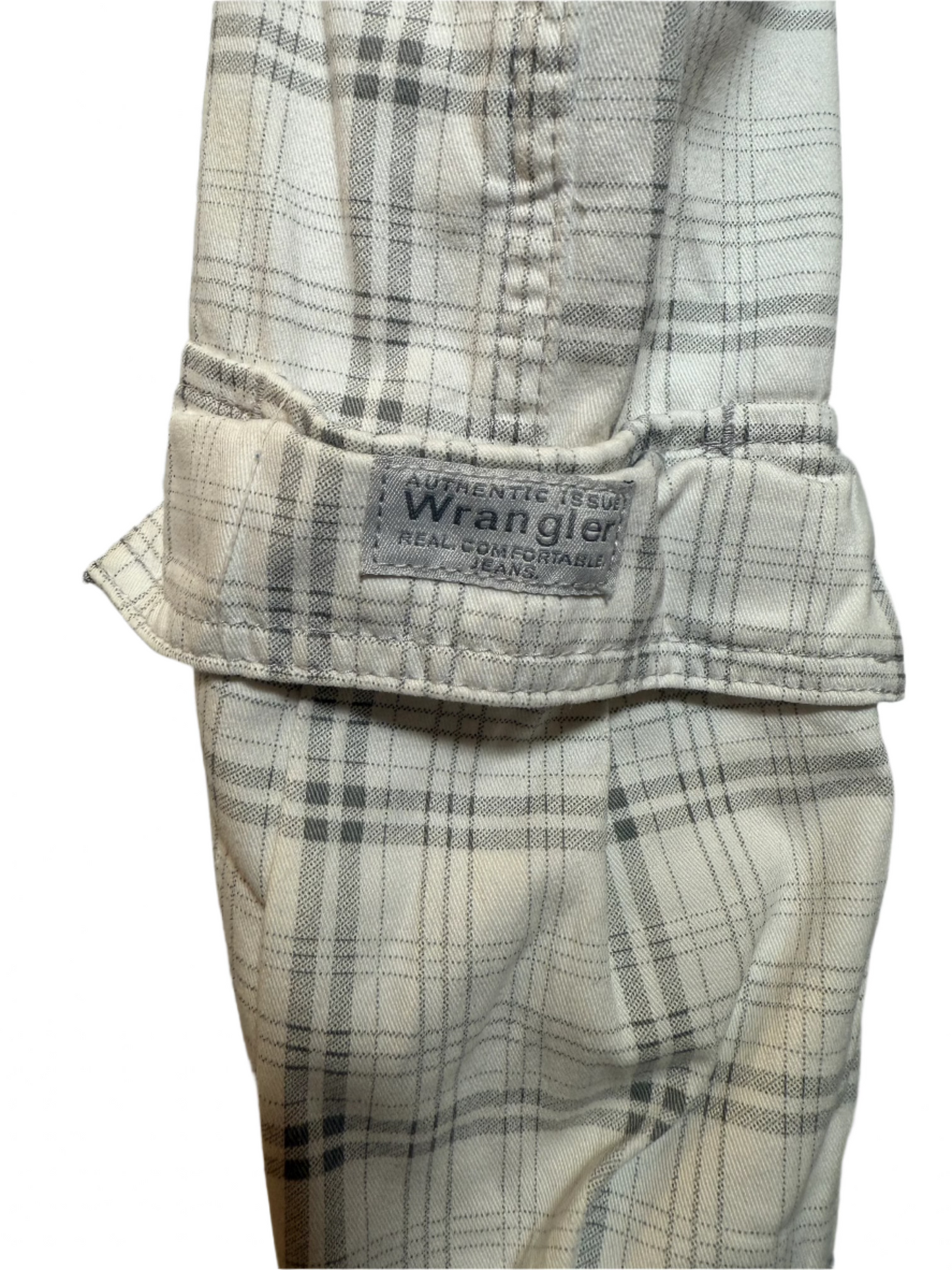 Wrangler Mens White Plaid Cargo Shorts (Size XXL)