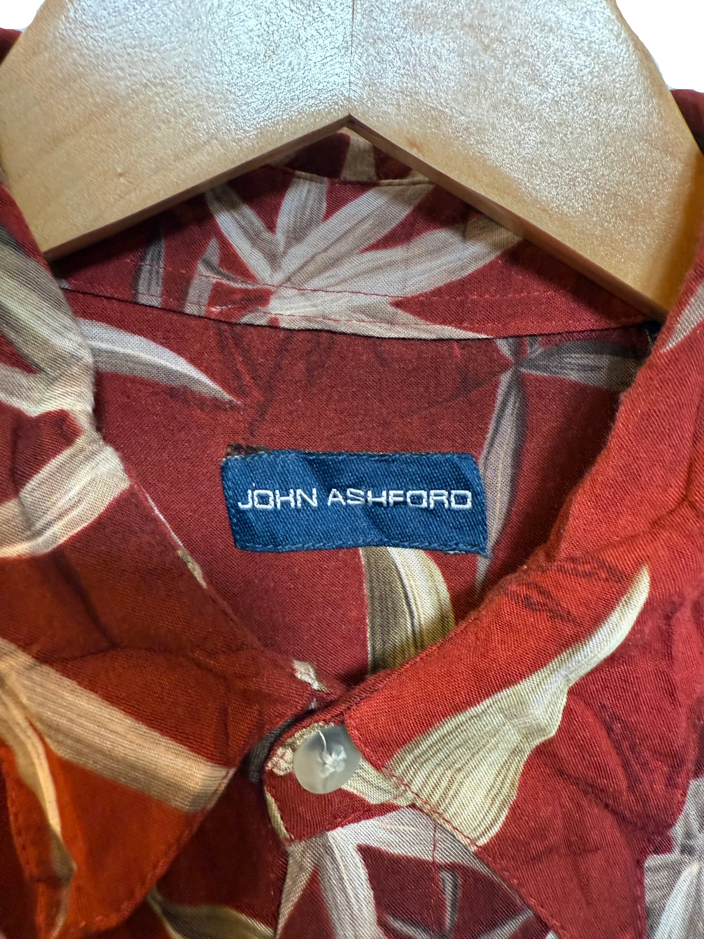 John Ashford Mens Red Hawaiian Shirt (Size XL)