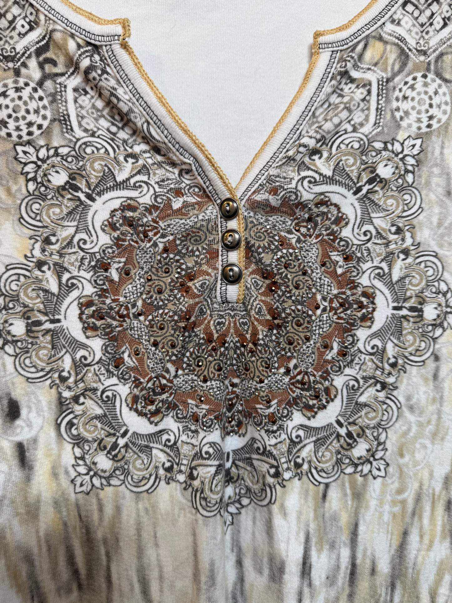 Cream Embellished Women's Blouse (Size M)