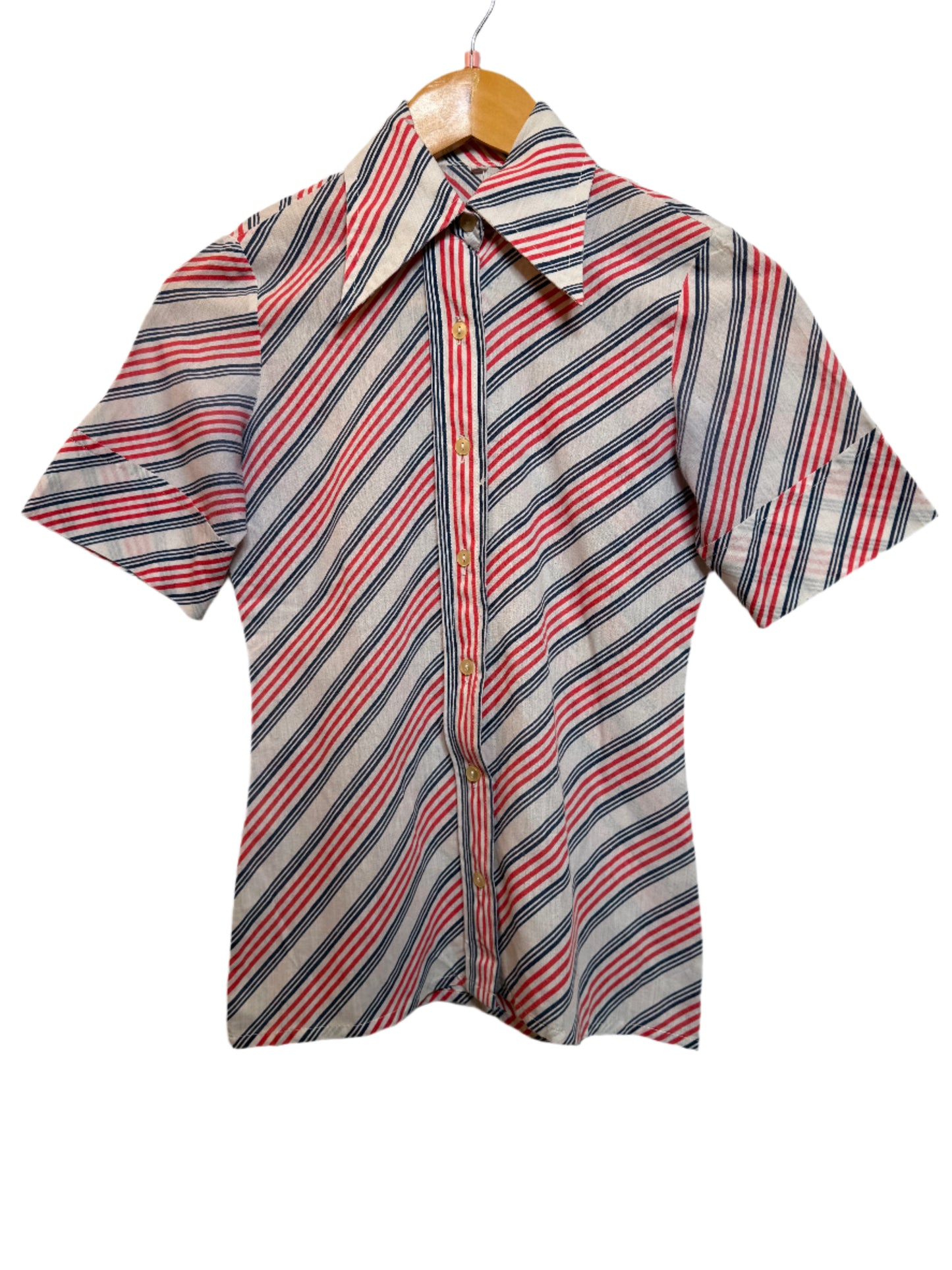 White Striped Women's Blouse (Size S)