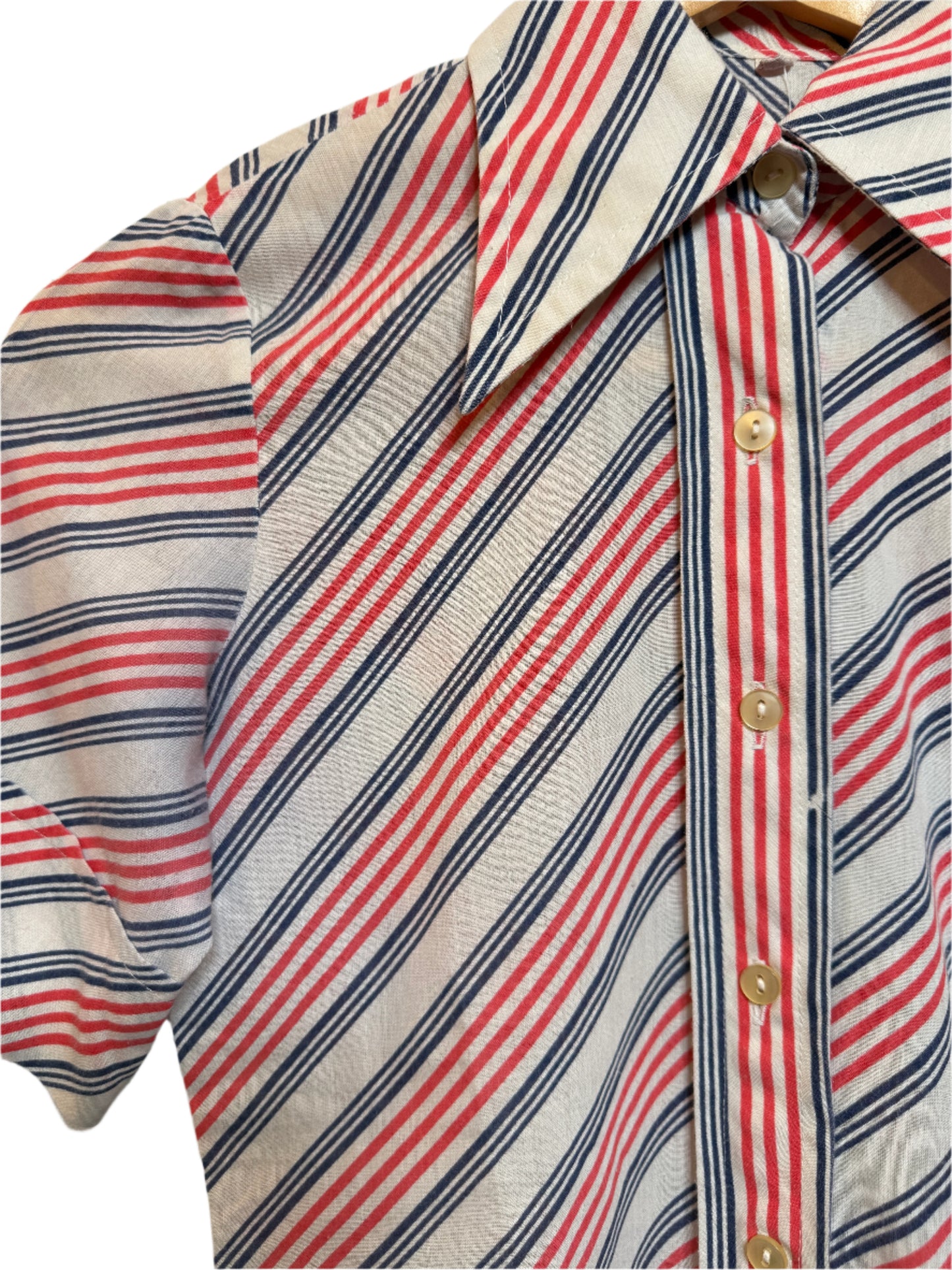 White Striped Women's Blouse (Size S)