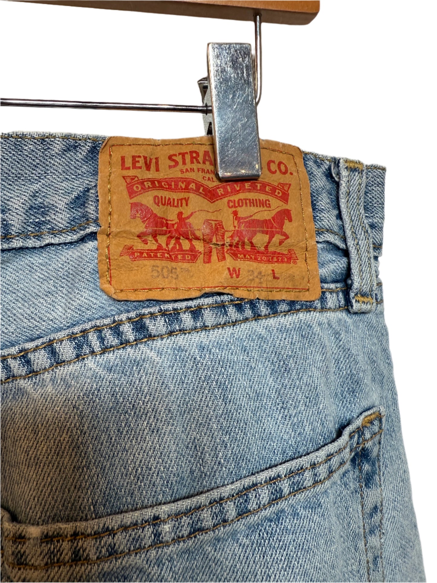 Levi 505 Mens Blue Denim Shorts (W36)