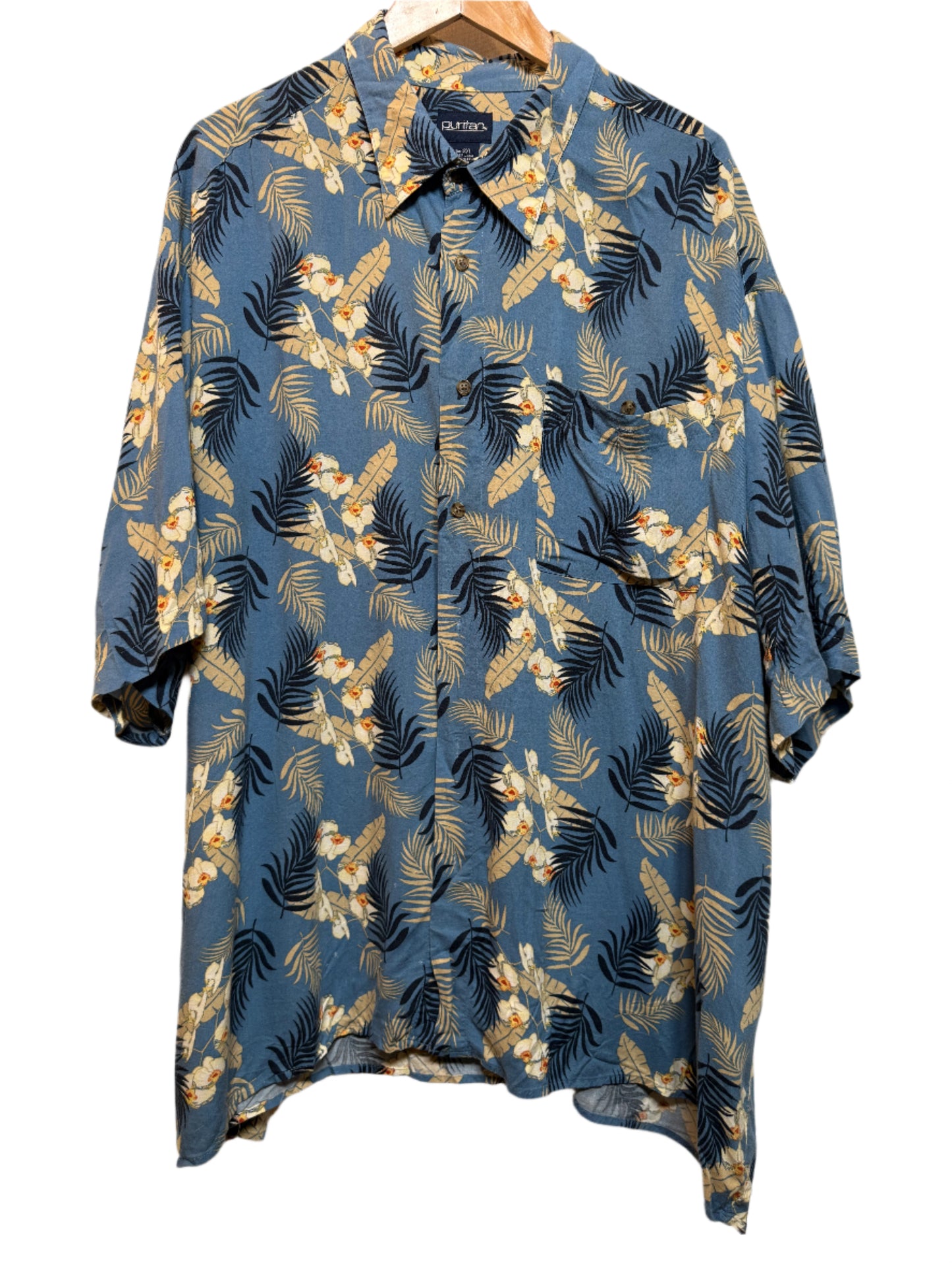 Puritan Mens Blue Hawaiin Shirt (Size XXL)