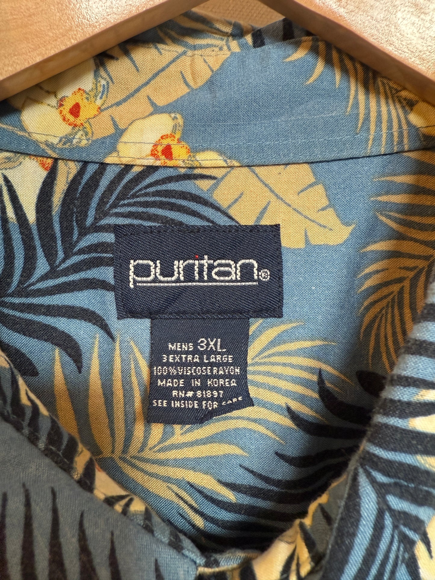 Puritan Mens Blue Hawaiin Shirt (Size XXL)