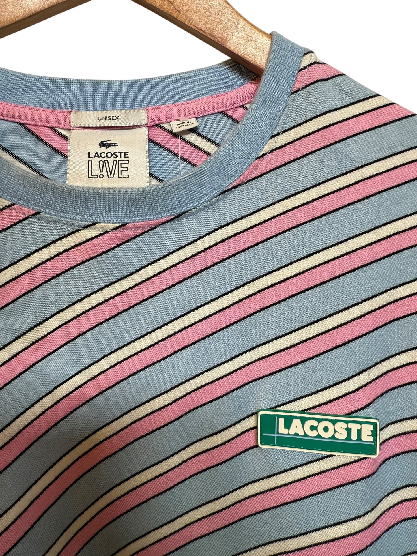 Lacoste Live Blue Striped T Shirt (Size XL)