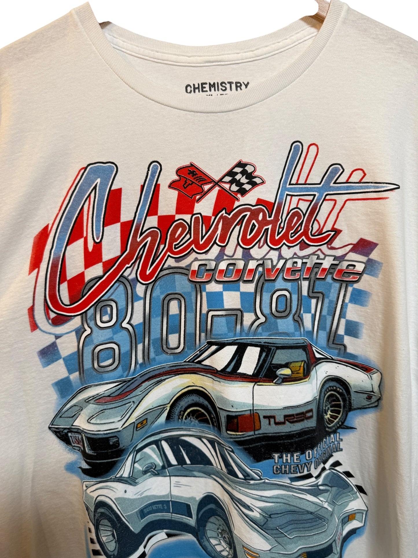 Corvette Mens White T Shirt (Size XL)