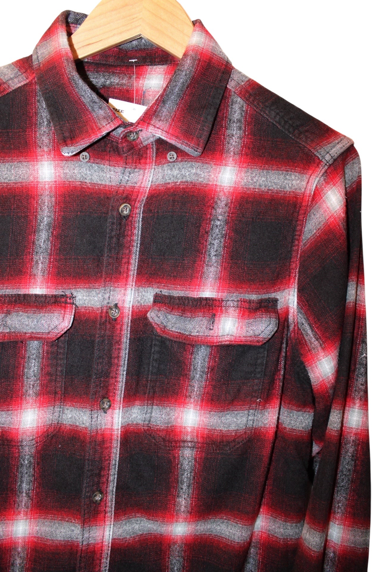 Plaid Red Mens Flannel Shirt (Size M)
