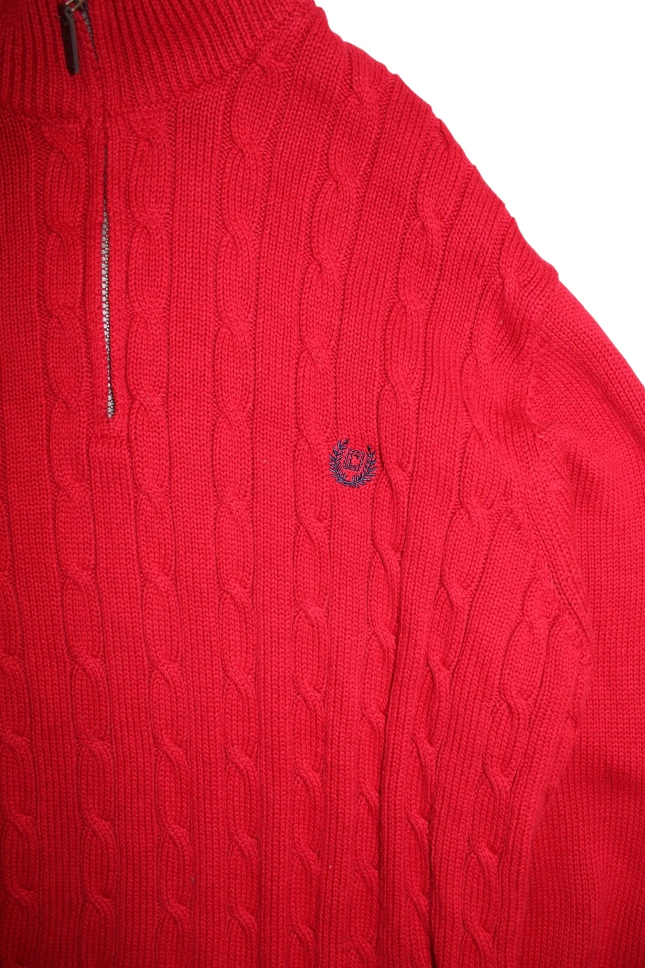 Chaps Ralph Lauren Mens Red Knitted Quarter Zip (Size XL)